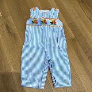 Like New Lil Cactus Turkey Smocked Overalls